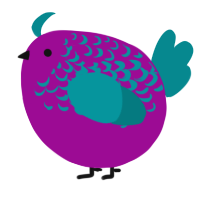 A plum and teal chicken with a half-lace pattern