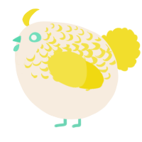 A cream and yellow chicken with a half-lace pattern