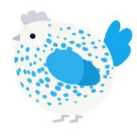 A white and sky chicken with a speckle pattern