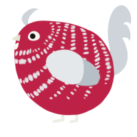 A crimson and mist chicken with a bar pattern
