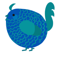 A ultramarine and teal chicken with a lace pattern
