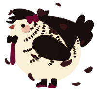 A cream and black chicken with a half-bar pattern
