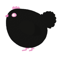 A black chicken with a lace pattern
