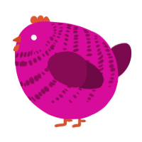 A fuchsia and wine chicken with a bar pattern