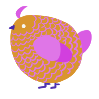 A orange and orchid chicken with a lace pattern