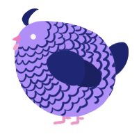 A lilac and navy chicken with a lace pattern