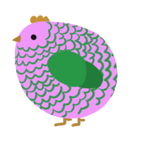 A lavender and viridian chicken with a lace pattern