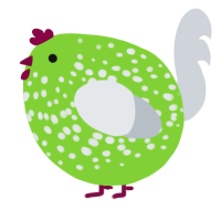 A grass and mist chicken with a speckle pattern
