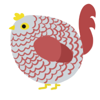 A mist and red chicken with a lace pattern