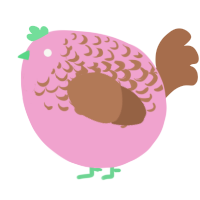 A pink and brown chicken with a half-lace pattern