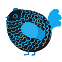 A sable and sky chicken with a lace pattern