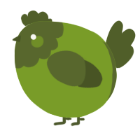 A chartreuse and olive chicken with a head pattern