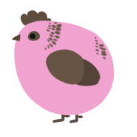 A pink and bark chicken with a neck-band pattern