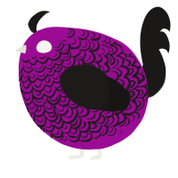 A plum and sable chicken with a double-lace pattern