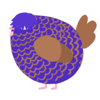 A indigo and brown chicken with a lace pattern