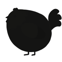 A black chicken with a head pattern