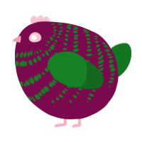 A wine and leaf chicken with a bar pattern