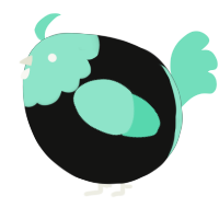 A black and mint chicken with a head pattern