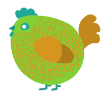 A grass and ochre chicken with a double-lace pattern