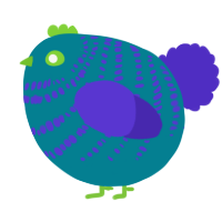 A sea and indigo chicken with a bar pattern
