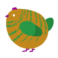 A ochre and viridian chicken with a bar pattern