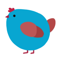 A cerulean and red chicken