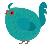 A turquoise and teal chicken with a double-lace pattern