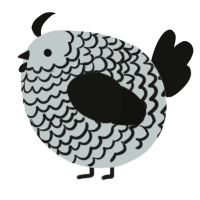 A silver and black chicken with a lace pattern