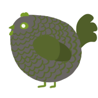 A grey and olive chicken with a lace pattern