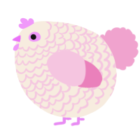 A cream and pink chicken with a lace pattern