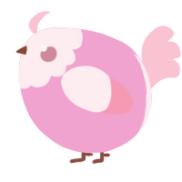 A pink and rose chicken with a head pattern