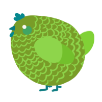 A chartreuse and grass chicken with a lace pattern
