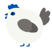 A white and grey chicken