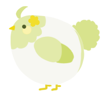 A white and lemon chicken with a head pattern