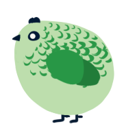 A gluppy and viridian chicken with a half-lace pattern