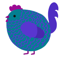 A sea and indigo chicken with a lace pattern