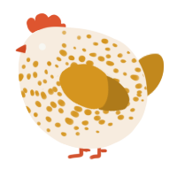 A cream and ochre chicken with a speckle pattern