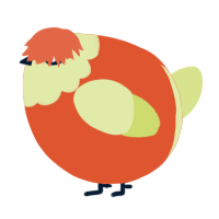 A vermilion and lemon chicken with a head pattern