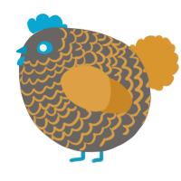 A grey and orange chicken with a lace pattern