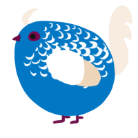 A sapphire and cream chicken with a half-lace pattern