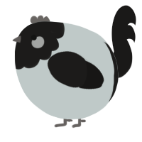 A silver and sable chicken with a head pattern