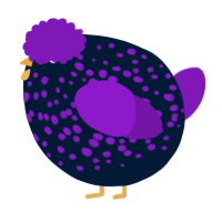 A tumblr and violet chicken with a speckle pattern