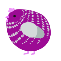 A plum and silver chicken with a bar pattern