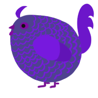 A overcast and violet chicken with a lace pattern