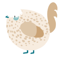 A cream and beige chicken with a speckle pattern