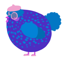 A indigo and sapphire chicken with a speckle pattern