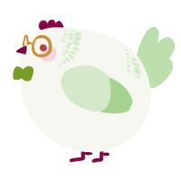 A white and gluppy chicken with a neck-band pattern