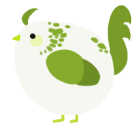 A white and chartreuse chicken with a neck-speckle pattern