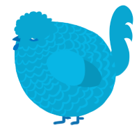 A cerulean chicken with a lace pattern