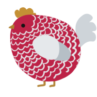 A crimson and mist chicken with a lace pattern